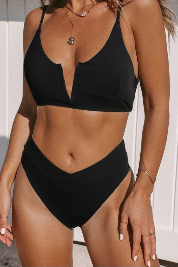Black V-Wire Bralette Bikini Top & Cheeky Bottom